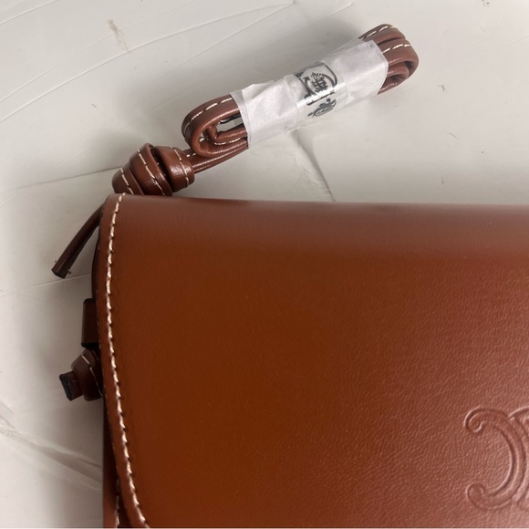 Celine Sunglasses Case Wristlet Brown Leather Logo - Picture 8 of 10